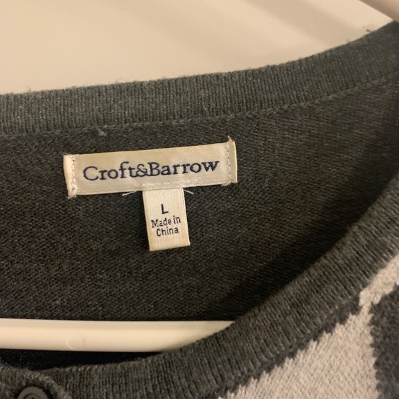 Croft & Barrow Argyle Button Down Cardigan  size Large - Picture 2 of 3